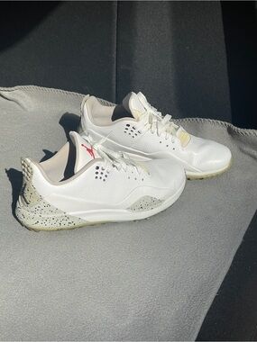 Jordan White Low Top Golf Sneakers with Speckled Heel 10.5